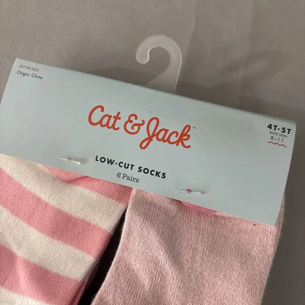 Cat & Jack Girls Low-Cut Socks 6 Pairs Pastel Neutral Animals Sz 4T-5T 8-11 New